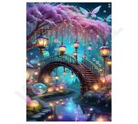 Diamond Painting pour Adulte Débutant Pont de conte de fées 40x50cm Square Drill,5D diamond painting kit complet DIY Peinture Diamant Art Crafts Strass Point de Croix Painting pour Maison Décor