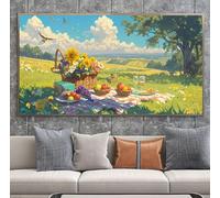 Diamond Painting Prairie Diamond Painting Adulte 40x80cm Peinture Diamant Jardin 5D Broderie Diamant Kit Bricolage Manuelle Adulte Broderie Point de Croix Cristal Arts Pour Murale Maison Décor A-U448
