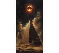Diamond Painting Pyramide 5D Diamond Painting Adulte Grand Format éClipse Kit Broderie Diamant Kit Complet Rond Loisirs Créatifs Adultes Peinture Diamant Point de Croix, Cadeau Femme 60x120cm S-IN11