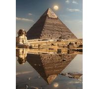 Diamond Painting Pyramide, DIY 5D Peinture Diamant Egypte Diamond Painting Adulte, Bricolage Broderie Diamant Strass Point de Croix Loisirs Créatifs Adultes pour Murale Décoration Cadeau 40x50cm 3-7