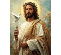 Diamond Painting Religion, Diamond Painting Adulte Homme, 5D DIY Carré Peinture Diamant Kit Broderie, Point de Croix Cristal Activité Manuelle Adulte Peinture Diamant, Noël Décoration 40x50cm F-07