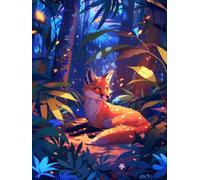 Diamond Painting Renards DIY Peinture Diamant Adulte,5D Diamond Art Kit Enfants Complet Strass Cristal Point Croix Broderie Peinture canevas pour Cadeau Femme, Murale Décoration 90x120cm Forêt Z1-265