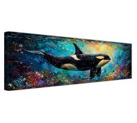 Diamond Painting Requin Diamond Painting Adulte Océan Peinture Diamant Kit Complet XXL 120x40cm, 5D DIY Strass Point de Croix Loisir Creatif Enfant Mosaïque Manuel pour Home Wall Decoration F1-46