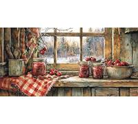 Diamond Painting RéTro Peinture Diamant Cuisine Diamond Painting Adulte 5D Cristal Débutant Art Kit, DIY Activité Manuelle Adulte Kits pour Decoration Maison Murale, Cadeau Femme 90x180cm, Model37