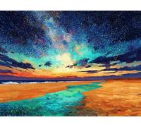 Diamond Painting Rêve Diamond Painting Adulte Enfant, DIY Broderie Diamant Kit Complet Plage, Peinture Diamant Artisanat Strass Point de Croix Art Set, pour Décoration Murale Maison 45x60 cm W-10664