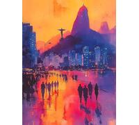 Diamond Painting Rio De Janeiro, 5D Diamond Painting Adulte Grand Format Paysage Kit Broderie Tableau Diamant Adulte Complet Carré, DIY Loisirs Créatifs Adultes Diamant Peinture 80x120cm 4-0T582