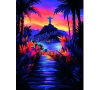 Diamond Painting Rio De Janeiro Diamond Painting Adulte Grand Format Planter Activité Manuelle Adulte Kit Broderie 5D DIY Diamant Canevas Kit Complet Carré Point de Croix Peinture 70x100cm 4-418KE