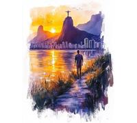 Diamond Painting Rio De Janeiro Kit Diamond Painting Adulte Coucher De Soleil Peinture Diamant Activité Manuelle Adulte Broderie Diamant 5D DIY Full Carré Artisanat Murale Décoration 40x60cm V-94914