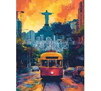 Diamond Painting Rio De Janeiro Kit Diamond Painting Adulte Rue Peinture Diamant Activité Manuelle Adulte Broderie Diamant 5D DIY Full Drill Carré Artisanat Kits pour Murale Décoration 30x40cm 7-58666