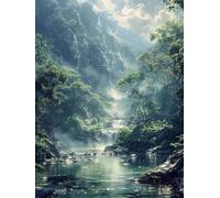 Diamond Painting RivièRe 5D Diamond Painting Adulte Paysage, DIY Peinture Diamant Adulte Full Drill Strass Point de Croix Kits, Broderie Diamant pour Décoration Murale Maison Cadeau 100x135cm L-6757