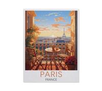 Diamond-Painting Rond，Paris, France - Affiche de voyage vintage，Broderie Diamant,Tableau Strass Diamant, Artisanat Cristal en Mosaïque Cadeaux Faits à la Main(40 x 50 cm/15.74 x 19.68 pouces)-CX79