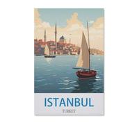 Diamond-Painting Rond，Poster de voyage vintage Istanbul Turquie，Broderie Diamant,Tableau Strass Diamant, Artisanat Cristal en Mosaïque Cadeaux Faits à la Main（50 x 60 cm/19.68 x 23.62 pouces）-G46