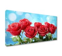 Diamond Painting Rose 5D Peinture Diamant Adulte Debutant Fleur Broderie Diamant Kit Complet, Bricolage Adulte Enfant Strass Point de Croix Broderie Mosaique Art pour Décoration Maison 55x110cm Y0-130