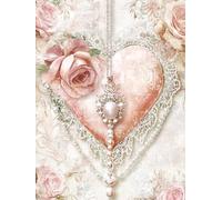 Diamond Painting rose Cœur, 5D DIY Diamond Painting Adulte, Diamant Peinture Strass Crystal Art Point de Croix Activité Manuelle Adulte, pour Maison Décor Automne Femmes Cadeaux 90x120 cm 0b-168
