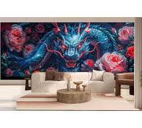 Diamond Painting Rose Diamant Painting Adulte Dragon, Grand Peinture Diamant 5D DIY Diamond Art Round Drill Strass Hobby Artisanat Point de Croix Kit Complet, Décoration Murale Cadeau 110 x 50 cm h851