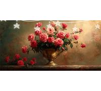 Diamond Painting Rose Diamant Painting Vase Peinture Diamant Adulte Débutants, 5D Diamond Paintings Kit Complet, Point de Croix Cristal Art Artisanat Kit pour Décoration Murale Maison 50x100cm G6-901