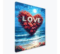 Diamond Painting Saint Valentin Peinture Diamant Adulte Fleur Broderie Diamant kit Complet, DIY 5D Carré Cristal Point de Croix Adultes Débutant pour Decoration Murale, Cadeau Femme 40x50 cm F0-751