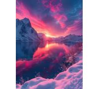Diamond Painting ScèNe De Neige, 5D Diamond Painting Adulte Coucher De Soleil, DIY Ronde Peinture Diamant, Peinture Diamant Enfant, Débutant Strass Point de Croix, Artisanat Strass, 100x135cm 0-2222