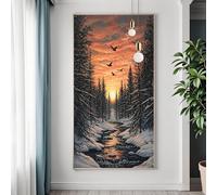 Diamond Painting Scène de Neige Peinture Diamant Adulte Hiver, DIY 5D Broderie Diamant Kit Complet, Bricolage Adulte Carré Strass Broderie Point de Croix Kits pour Decoration Murale 80x160 cm J-4