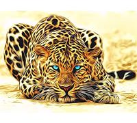 Diamond Painting Set, tableau avec motif léopard et accessoires, dimensions env. 35 x 25 cm, set de bricolage pour peindre avec des pierres brillantes pour les enfants à partir de 5 ans