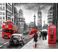 Pracht Creatives Hobby Diamond Painting Set, tableau avec motif Londres et accessoires, 44 x 33 cm, kit de bricolage pour peindre avec des pierres scintillantes pour les enfants à partir de 5 ans