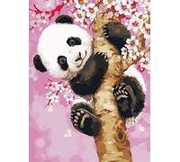 Diamond Painting Set, tableau avec motif Panda et accessoires, dimensions env. 33 x 44 cm, set de bricolage pour peindre avec des pierres brillantes pour les enfants à partir de 5 ans