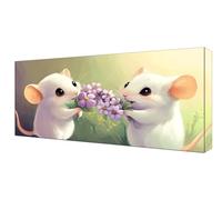 Diamond Painting Souris Fleur DIY Full Drill Diamond Painting Enfant, Large Peinture Diamant Adulte Kit Complet, Broderie Point Croix Diamant Arts Craft Kit, Décoratio Murale D'intérieur 40x80cm J-127