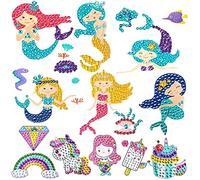 Diamond Painting Stickers pour Enfants 5D Autocollants de Peinture Diamant Sirène DIY Diamond Kit pour Enfants Adulte 26 Pièces