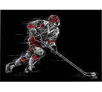 Diamond Painting Strass Complet, 5D Diamant Peinture Par Nombre Kits DIY Pour Adultes Point De Croix Toolkit Broderie Arts Artisanat, for Maison Décor Murale Un Joueur De Hockey， 30x40cm