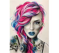 Diamond Painting Strass Complet, 5D Diamant Peinture Par Nombre Kits DIY Pour Adultes Point De Croix Toolkit Broderie Arts Artisanat, for Maison Décor Murale Portrait De Femme, 50x70cm