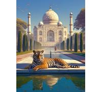 Diamond Painting Taj Mahal, Diamond Painting Enfant Tigre, Peinture Diamant Enfant, 5D Bricolage Kit Broderie Loisirs Créatifs Adultes, Point de Croix Paintings Débutants Maison Décor 30x40cm F-90