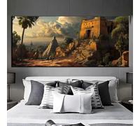 Diamond Painting Temple Paysage Point de Croix, Broderie Diamant Kit Complet, 5D DIY Diamond Painting Adulte Grand Format Perle Diamant a Coller, Mosaique Tableau pour Murale Décoration 55 X 25cm q423