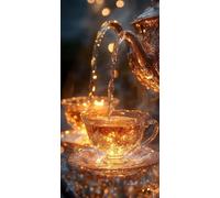 Diamond Painting Thé, 5D Diamond Painting Adulte Grand Format Paysage Kit Broderie Tableau Diamant Complet Rond, Loisirs Créatifs Adultes Diamant Point de Croix Peinture, Cadeau 60x120cm 5-RA8898