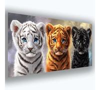 Diamond Painting Tigre, 5D Mignon Diamond Painting Adulte, Peinture Diamant Debutant, Loisirs Créatifs Adultes, DIY Diamant Strass Point de Croix Paintings Pour Décoration Chambre 30x60 cm 0u-693