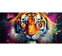 Diamond Painting Tigre Diamant Painting Adulte/Enfant Point de Croix Kit Complet, 5D Peinture Diamant Diamond-Painting DIY Diamond Dot Strass Craft pour Salon Chambre DéCoration Murale 100x200 cm,K96