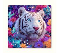 Diamond Painting Tigre Diamond Painting Adulte, Broderie Diamant Fleur Peinture Diamant Loisirs Créatifs Adultes, 5D Cristal Strass Point de Croix Puzzle, Tableau Decoration Murale 45x45cm vb26-9a