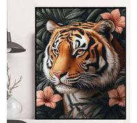 Diamond Painting Tigre Diamond Painting Adulte, Peinture Diamant Animal Peinture Diamant Adulte 5D DIY Complète Cristal Strass Point de Croix Kit pour Decoration Murale, Cadeau 60x80 cm -hjw2508T7