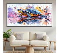 Diamond Painting Tortue Diamond Painting Adulte Papillon Peinture Diamant, 5D Broderie Diamant Point de Croix Activité Manuelle, DIY Carré Strass Artisanat Kits pour Decoration Maison 30x60cm B0-828