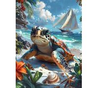 Diamond Painting Tortues De Mer, 5D Diamond Painting Adulte Voilier, DIY Activité Manuelle Adulte, Broderie Diamant Artisanat Strass Point de Croix Kit, Décoration Maison, Cadeau Femme 30x40cm K-9820
