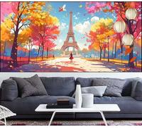 Diamond Painting Tour Eiffel Diamond Painting Enfant Arbre Broderie Diamant Débutant DIY Peinture Diamant Adulte Activité Manuelle Cristal Art Puzzle Perles Point de Croix Décor Cadeau 90x250cm QL-344