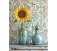 Diamond Painting Tournesol DIY Peinture Diamant Adulte,5D Diamond Art Kit Enfants Complet Strass Cristal Point Croix Broderie Peinture canevas pour Cadeau Femme, Murale Décoration 50x70cm Vase Z1-455