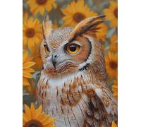 Diamond Painting Tournesol, Hibou Diamond Painting Adulte, 5D DIY Full Drill Strass Kit Mosaique Peinture Diamant Activité Manuelle Adulte pour Decoration Chambre, Cadeau Homme 45x60cm, Model706
