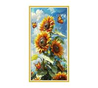 Diamond Painting Tournesol papillons, Diamond Painting Enfant, Broderie Mosaïque Diamant Activite Manuelle Adulte, 5D Bricolage Loisirs Créatifs Adultes Kit, Décor Murale Salon Cadeaux 60x120cm r-740