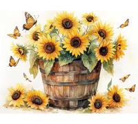 Diamond Painting Tournesol, Peinture Diamant Papillon Diamond Painting Adulte Grand Format 50x40 cm, 5D DIY Broderie Diamant Point de Croix Loisirs Créatifs Adultes pour Decoration Maison -zjn25011AL