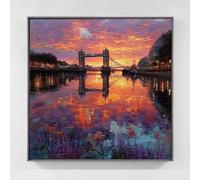 Diamond Painting Tower Bridge Diamond Painting Enfant, Paysage Peinture Diamant Adulte Bricolage 5D Cristal Strass Point de Croix Broderie Diamant Kit Complet Decoration Chambre 100x100cm b5-21gt