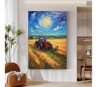 Diamond Painting Tracteur, Ferme diamond-painting Kit Complet, 5d Broderie Diamant Painting Adulte mosaique Loisir Creatif, Peinture Diamant Enfant Adultes pour Decoration Murale, 50x70cm 0M-1000