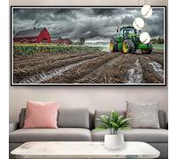 Diamond Painting Tracteur Peinture Diamant Adulte Paysage Broderie Diamant Kit Complet, DIY 5D Cristal Broderie Point de Croix Créatifs Adultes pour Decoration Maison, Cadeau Femme 90x180cm Y0-340