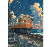 Diamond Painting Train, 5D Diamond Painting Adulte Ciel éToilé, DIY Activité Manuelle Adulte, 5D Diamant Point de Croix Kits, DIY Peinture Diamant Enfant Kits, Decoration Murale, 100x135cm Q-3150