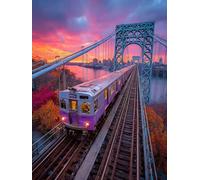 Diamond Painting Train, 5D Diamond Painting Adulte Coucher De Soleil, DIY Activité Manuelle Adulte, 5D Diamant Point de Croix Kits, DIY Peinture Diamant Enfant Kits, Decoration Murale, 50x70cm O-6044