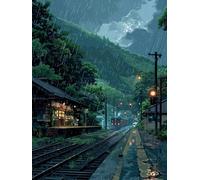 Diamond Painting Train, 5D Diamond Painting Adulte Goutte De Pluie, DIY Activité Manuelle Adulte, Broderie Diamant Point de Croix Kit, Peinture Diamant Art Set, Décoration Maison 30x40cm X-5479